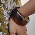 Mish Brown Resin Kada - Handcrafted Marbleized Bangle for Women & Girls