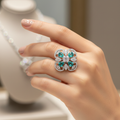 Nayla Adjustable American Diamond CZ Floral Ring