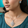Hoor Silver American Diamonds Pendant Set with Earrings