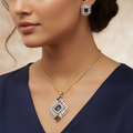 Neelam American Diamond Pendant Set with Earrings