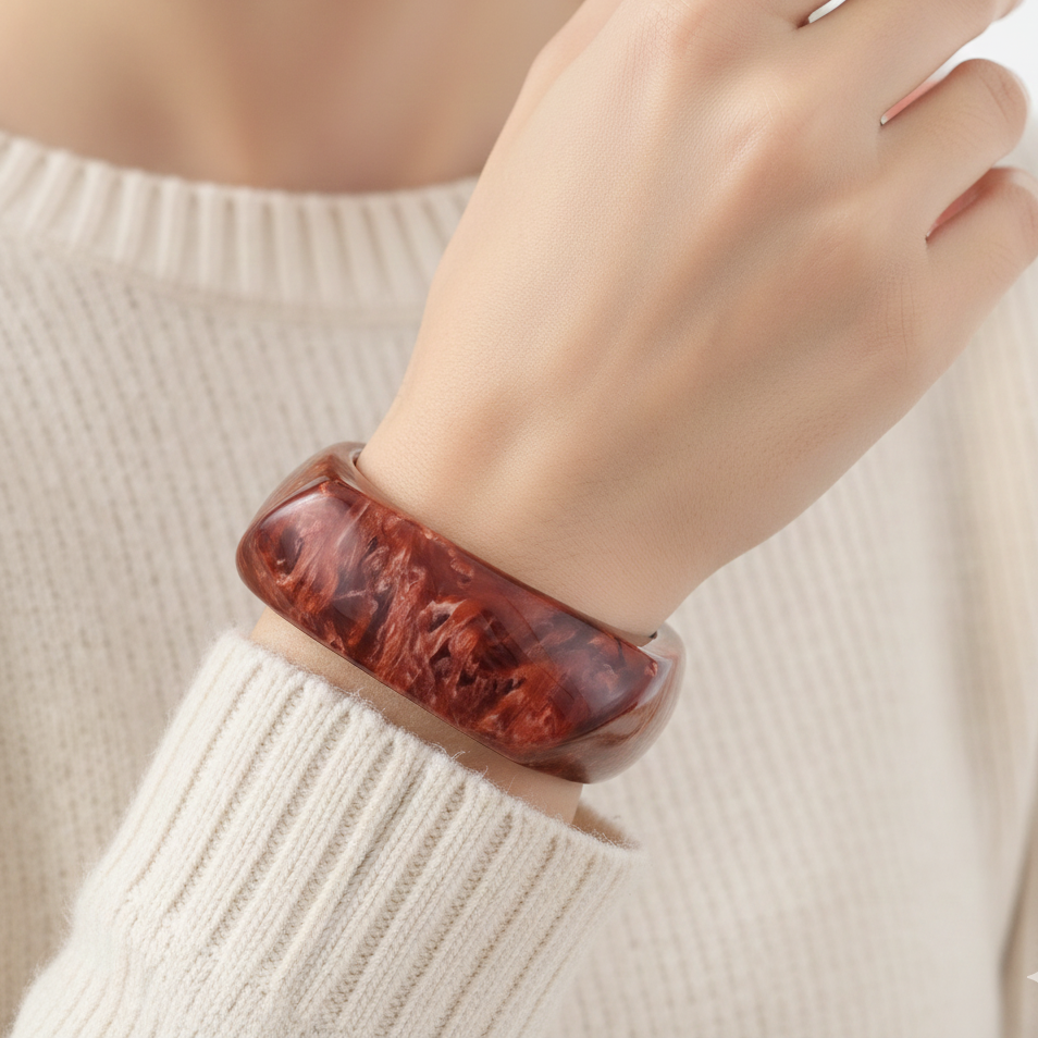 Reem Maroon Resin Kada with Marbelling Design for Women & Girls | Lightweight Resin Bangles