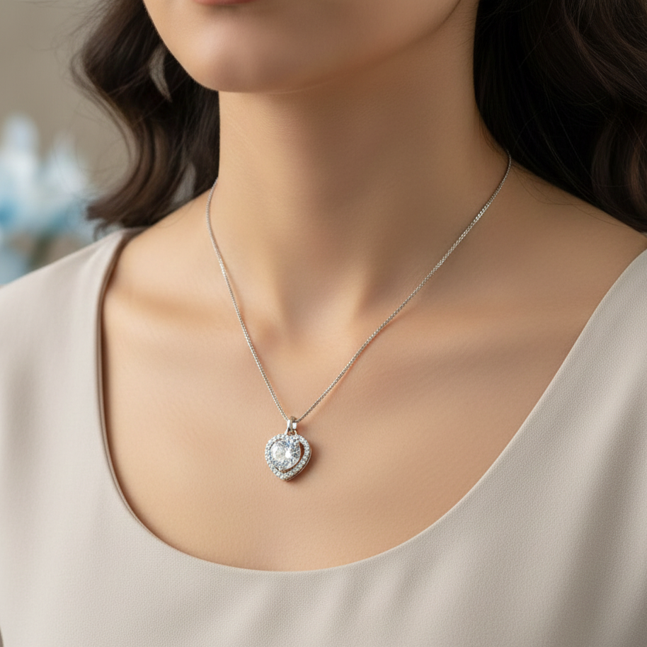 Aliya Heart Shape AD Pendant for Girls & Women