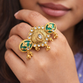 Nira Adjustable Statement Kundan Ring with Enamel Design