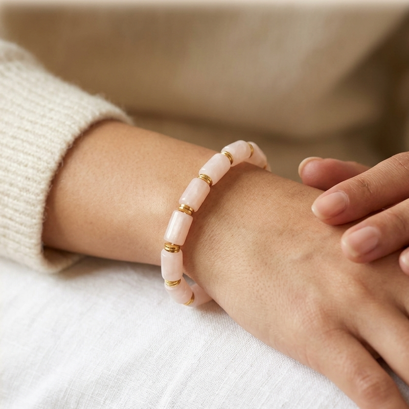 Inaaya Off White Resin Bracelet with Golden Beads | Trending Lightweight Bracelets for Girls & Women | Everyday, Casual & Formal