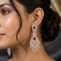 Megha Chandelier Earrings – Long Drop Regal Design for Weddings &amp; Festive Occasions
