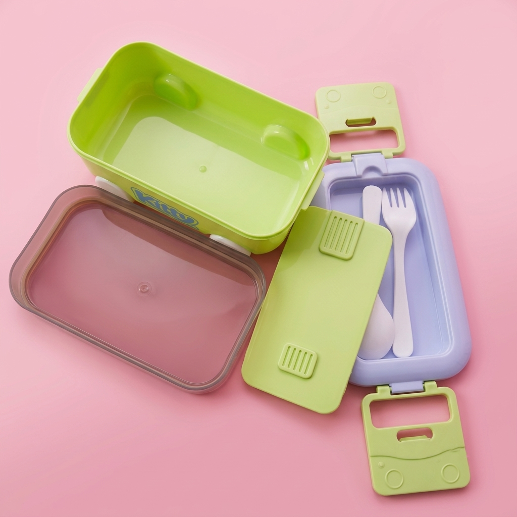 Cute Cartoon Car/Bus Shape Lunch Box with Spoon & Fork for Kids | Tiffn Boxes for School