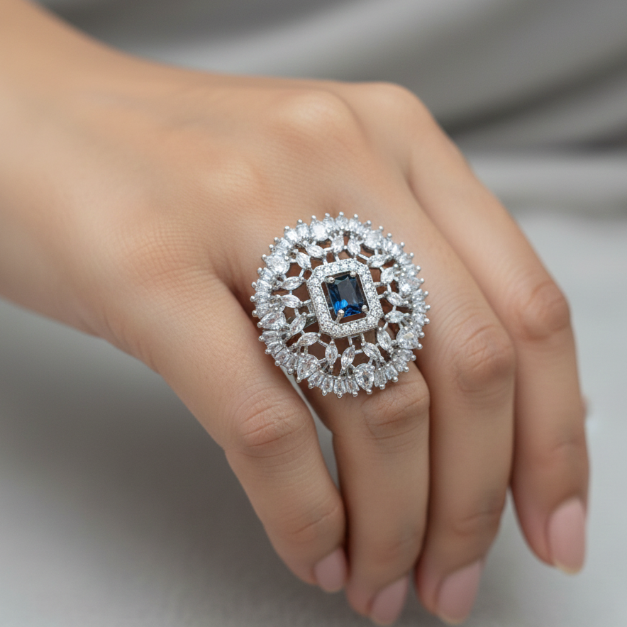 Zahra American Diamond CZ Adjustable Ring