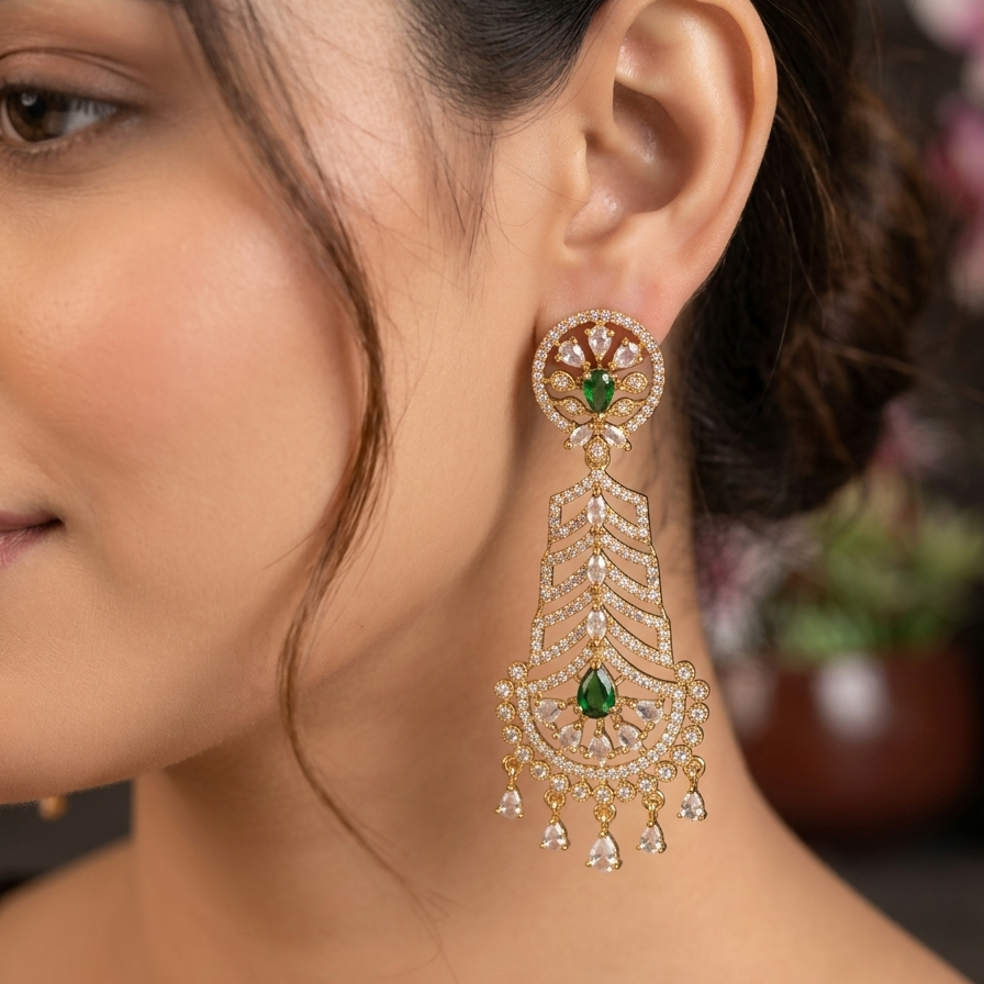 Mishti Emerald Drop Earrings – Traditional Handcrafted Jewelry for Weddings &amp; Festivals