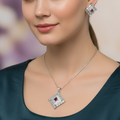 Uzma American Diamonds CZ Pendant Set with Earrings for Women