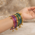 Aabshar Rain Drop Glas Bangles & Ghungroo Kashmere Bangles | Set of 12 Glass & 4 Kashmiri Bangles