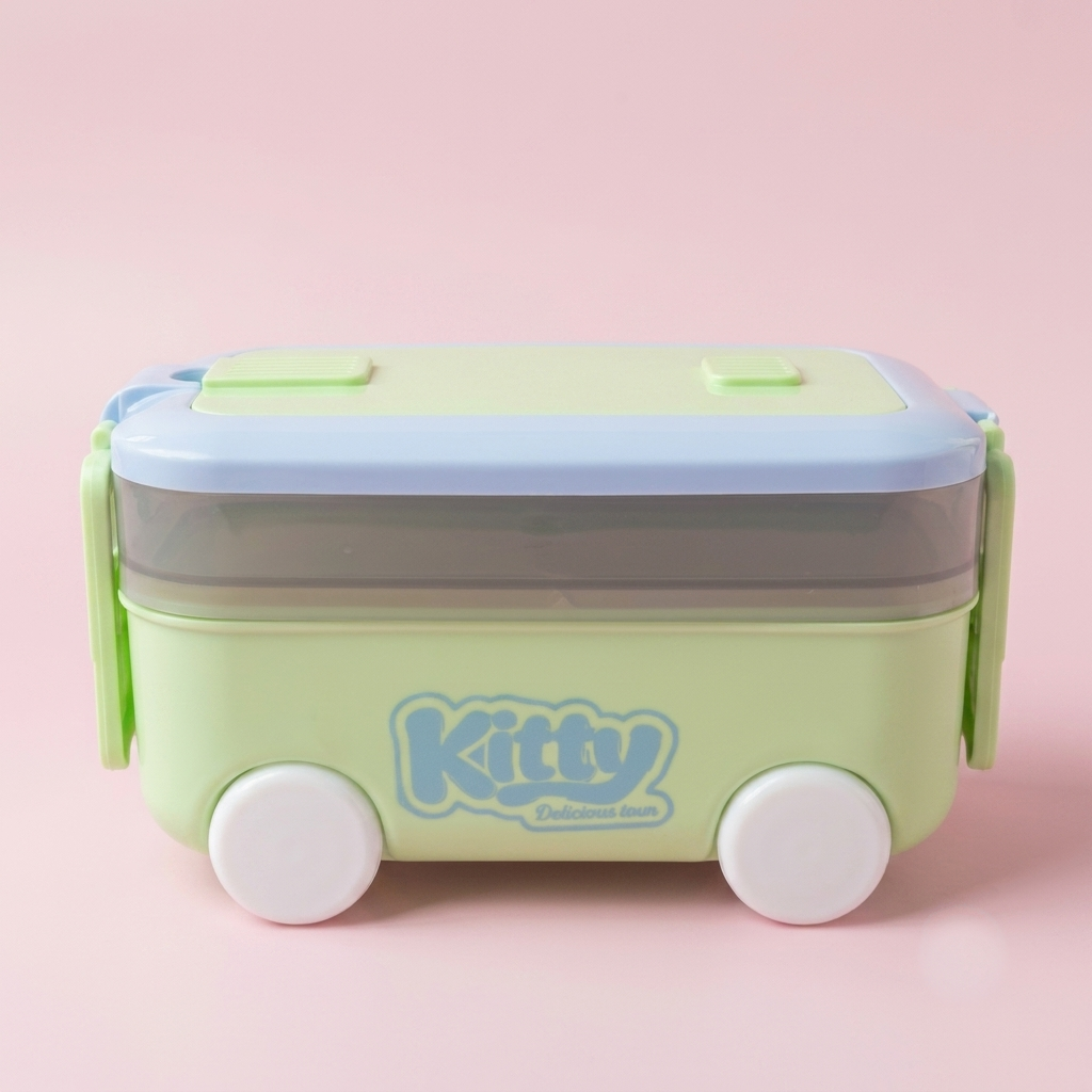 Cute Cartoon Car/Bus Shape Lunch Box with Spoon & Fork for Kids | Tiffn Boxes for School