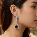 Meena Dangle Earrings – Blue Geometric Statement Earrings for Weddings &amp; Events