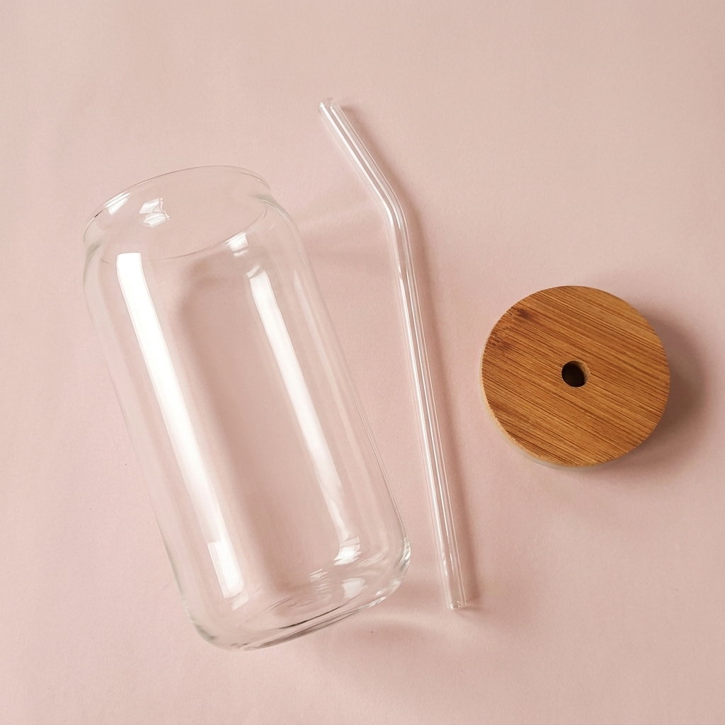 Premium Glass Drinking Jar with Bamboo Lid &amp; Reusable Glass Straw | Glass Tumbler for Everyday, Summers, Smoothies