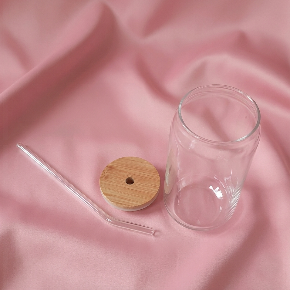 Premium Glass Drinking Jar with Bamboo Lid &amp; Reusable Glass Straw | Glass Tumbler for Everyday, Summers, Smoothies