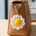Handmade Crochet Daisy Flower Keychain & Bag Charm