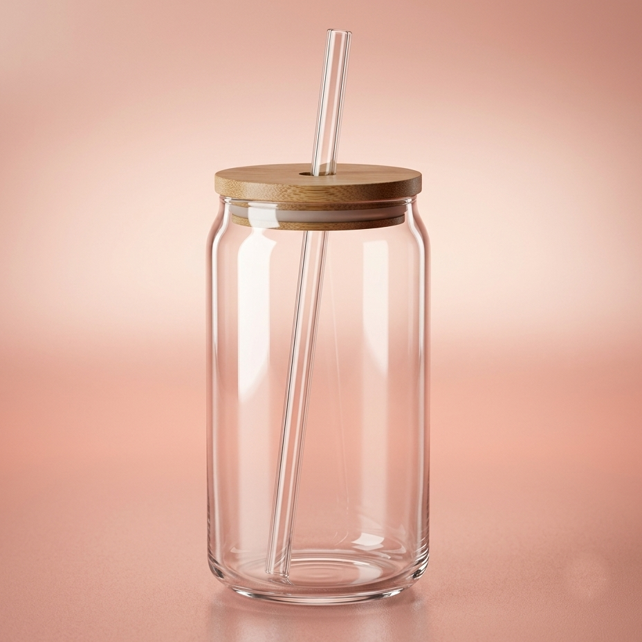 Premium Glass Drinking Jar with Bamboo Lid &amp; Reusable Glass Straw | Glass Tumbler for Everyday, Summers, Smoothies