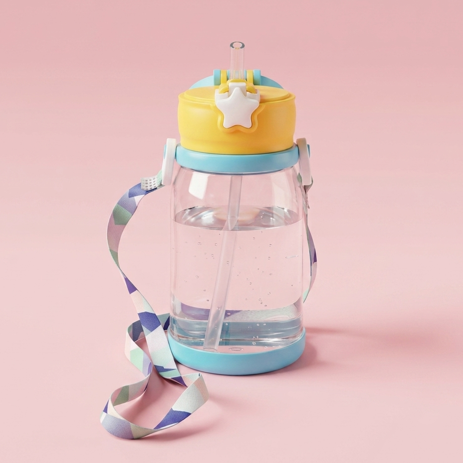 Cute Teal Color Deer Kids Water Bottle with Straw – BPA-Free, Leakproof Lightweight Water Bottles for Kids