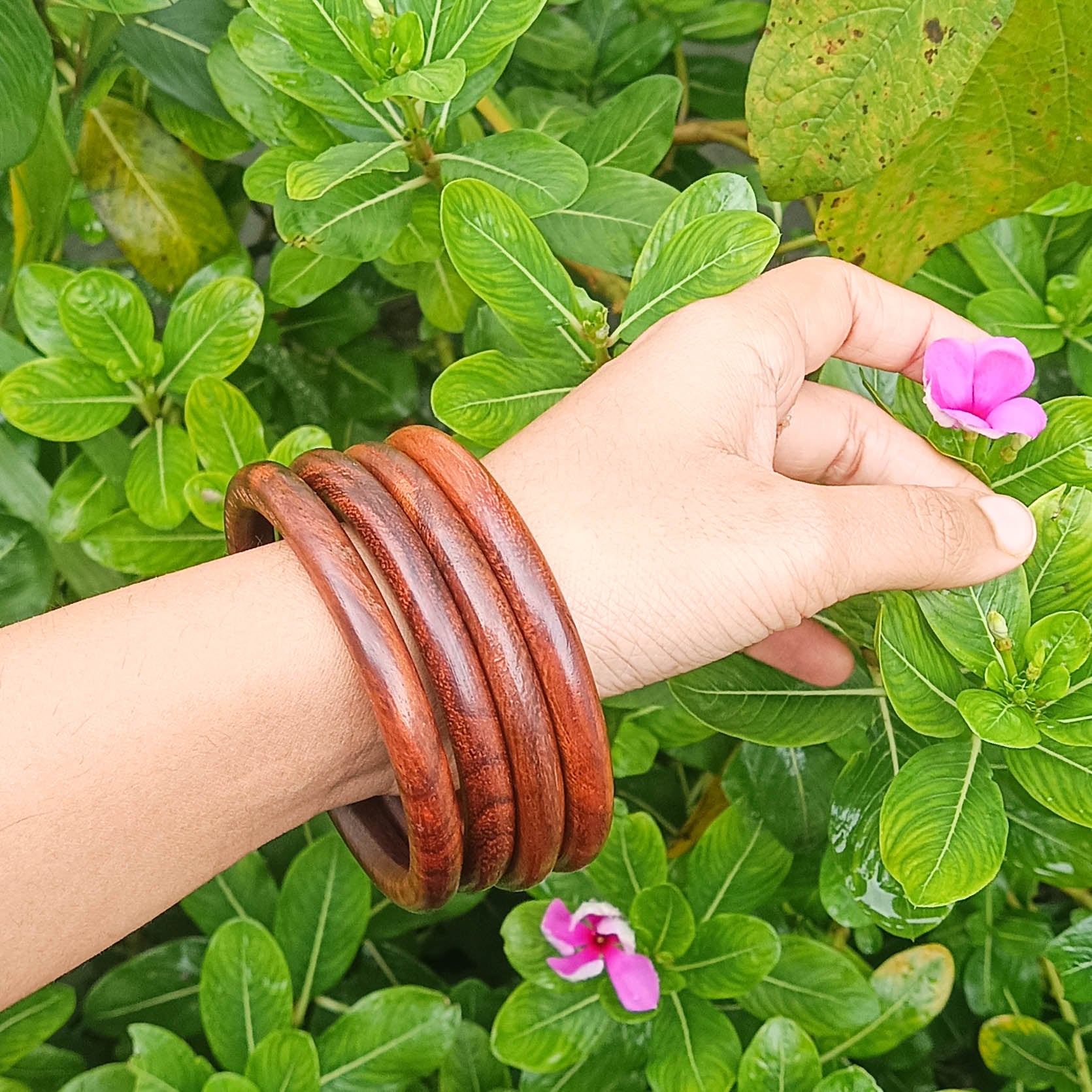 Noorani Handcrafted Wooden Bangle Set | Handmade Set of Four Bangles
