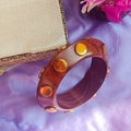 Wooden Bangle with Golden Brass Motifs