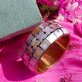 Aara Mother of Pearl Bangle – Elegant White Geometric Design for Daily Wear | Lightweight Kada for Girls & Women