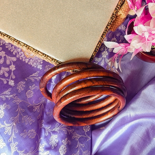 Noorani Handcrafted Wooden Bangle Set | Handmade Set of Four Bangles