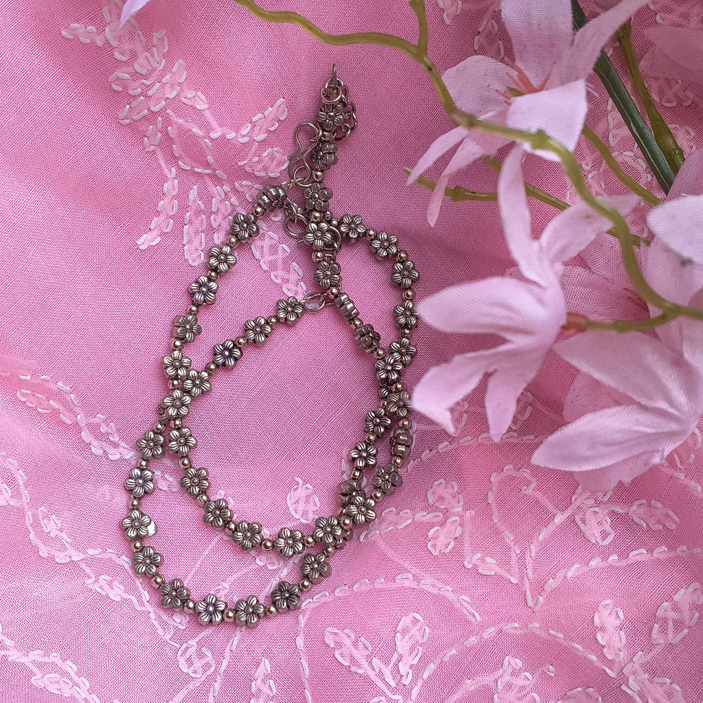 Samreen German Silver Floral Anklets for Girls