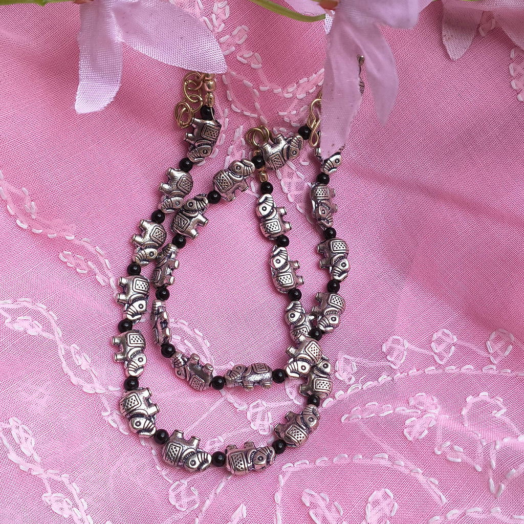 Aarzoo German Silver Elephant Anklets