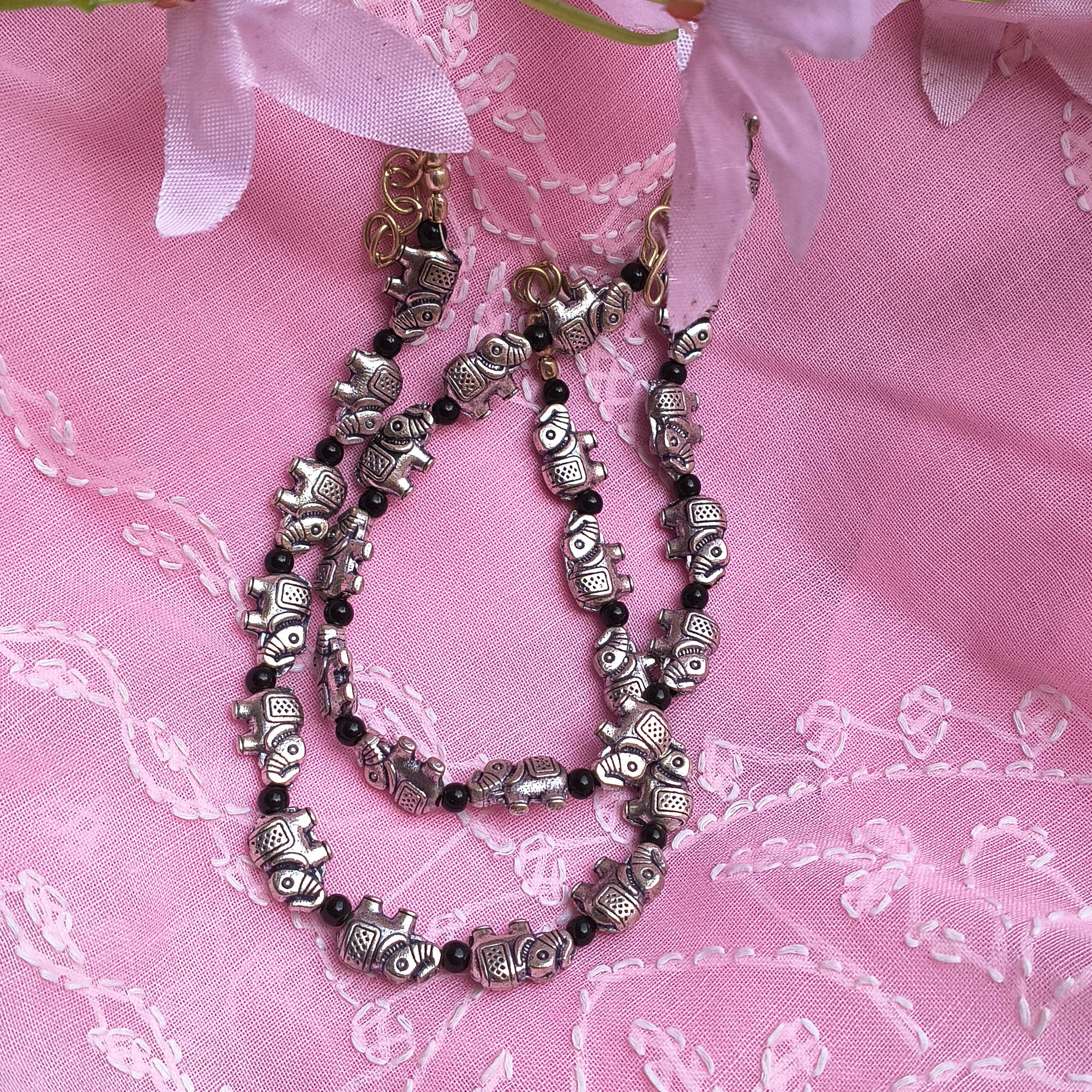 Aarzoo German Silver Elephant Anklets