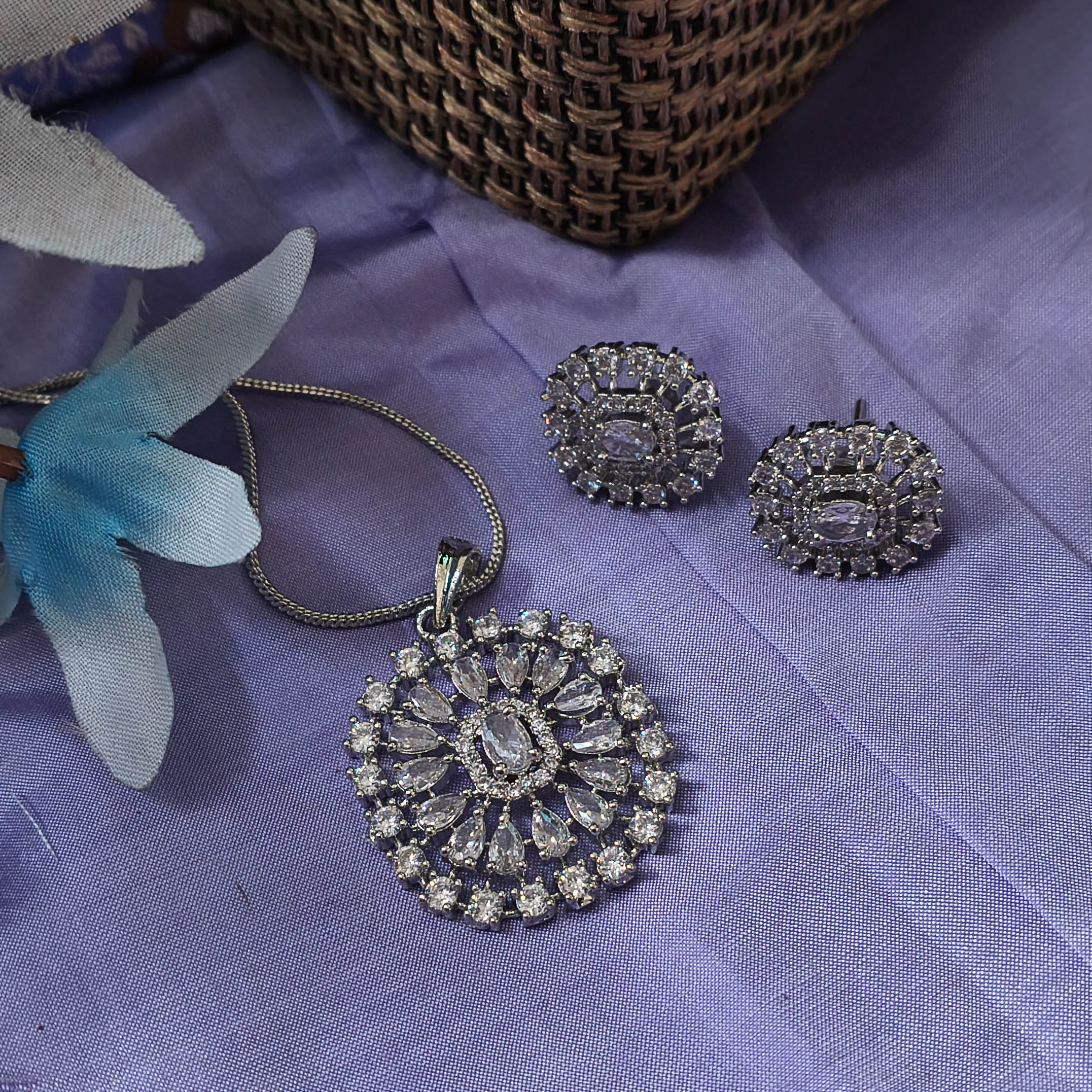 Amira American Diamonds Pendant Set for Weddings & Festivals
