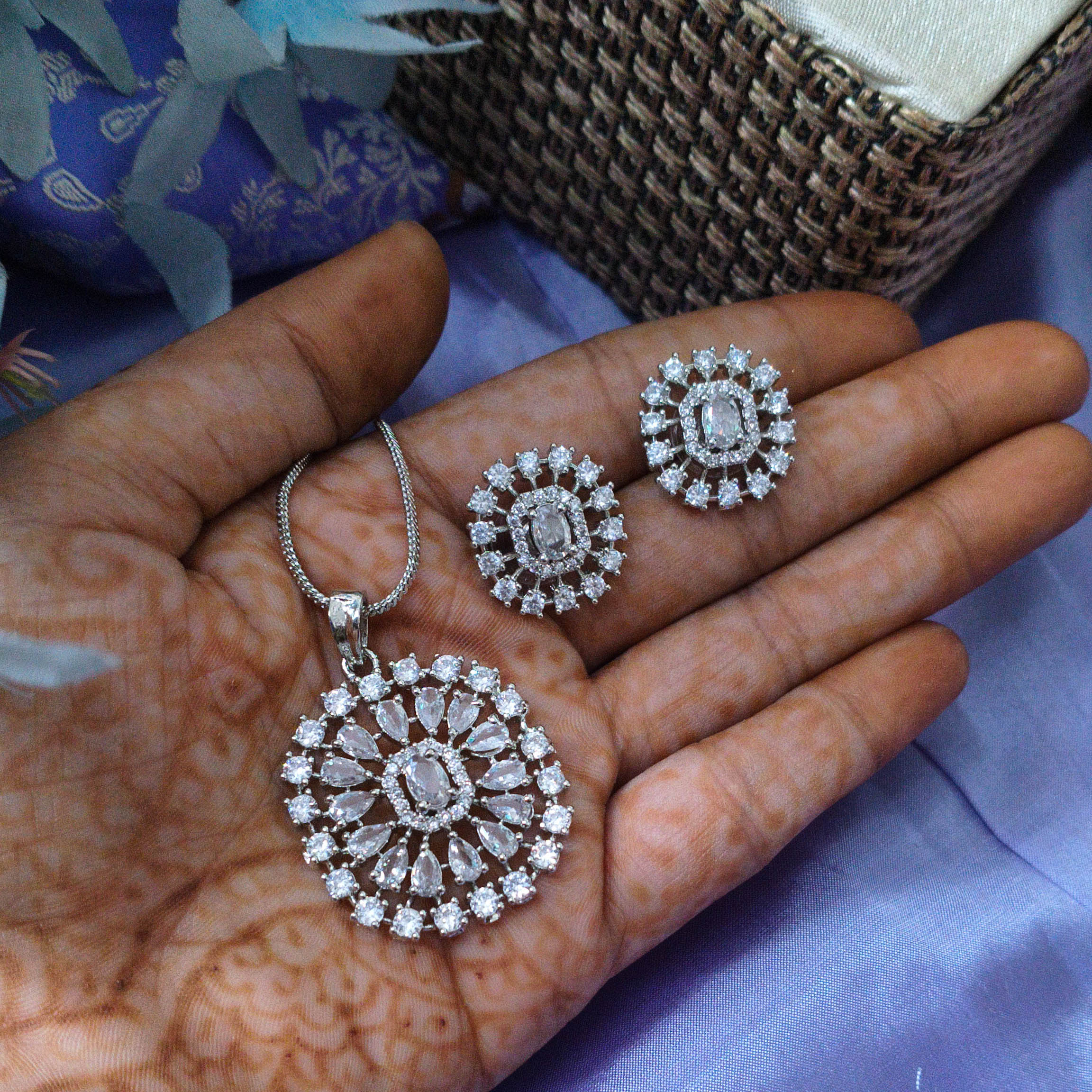 Amira American Diamonds Pendant Set for Weddings & Festivals