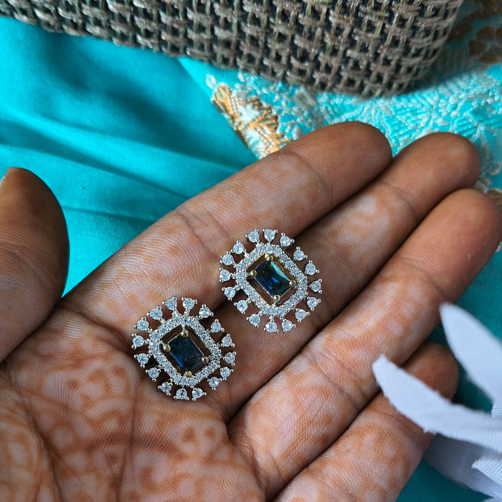 Neelam American Diamond Pendant Set with Earrings
