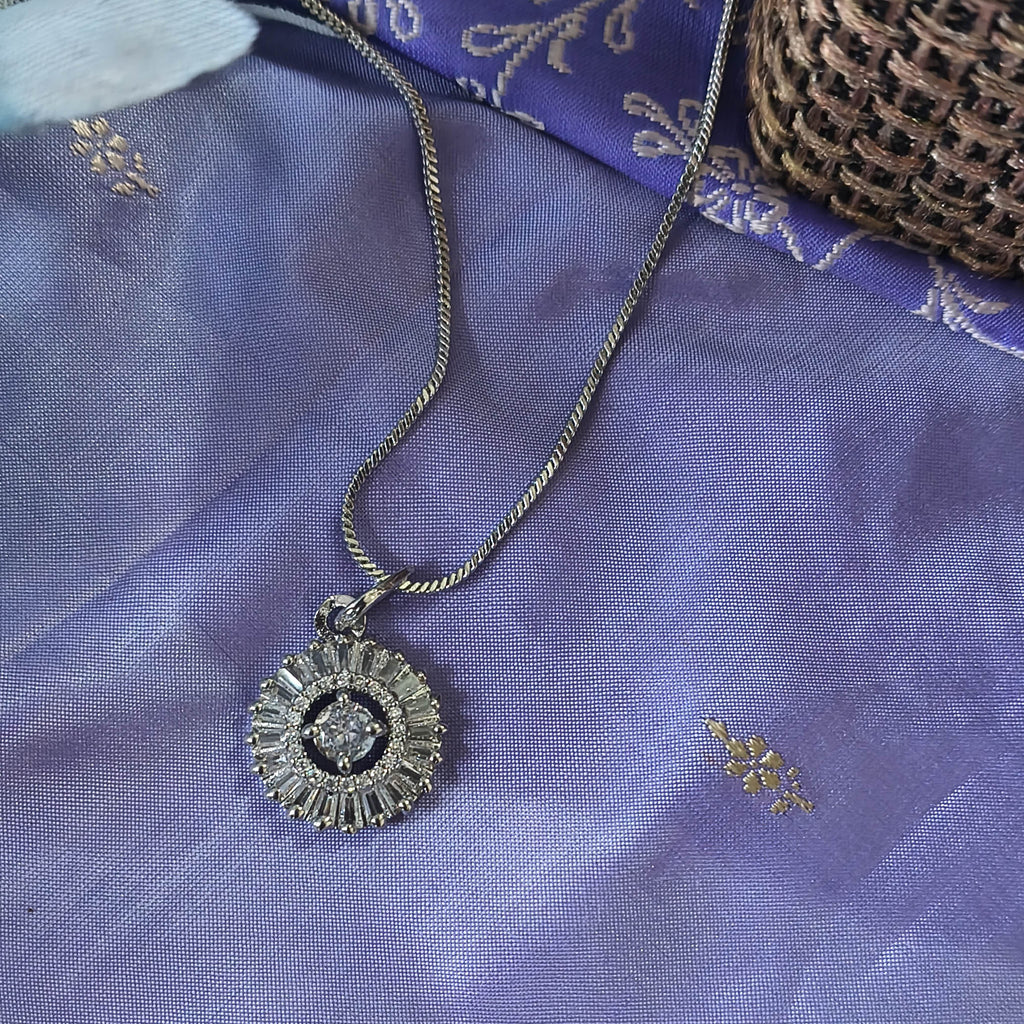 Ayra Mini American Diamond Round Pendant for Girls & Women