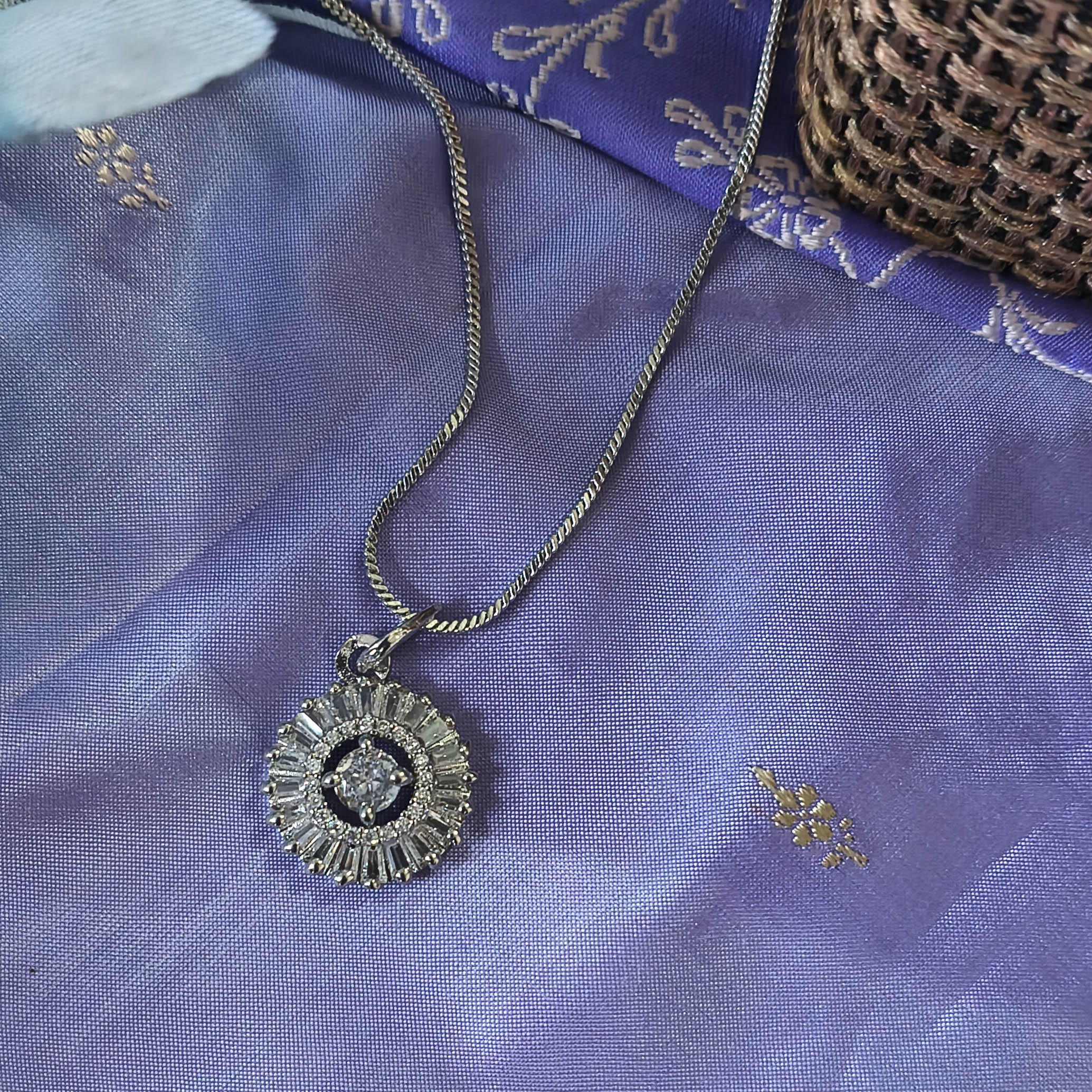Ayra Mini American Diamond Round Pendant for Girls & Women