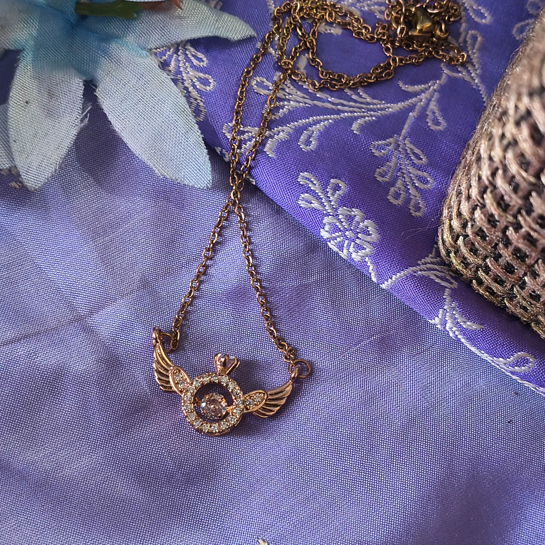 Gauhar Rose Gold Mini Angel Wing Pendant