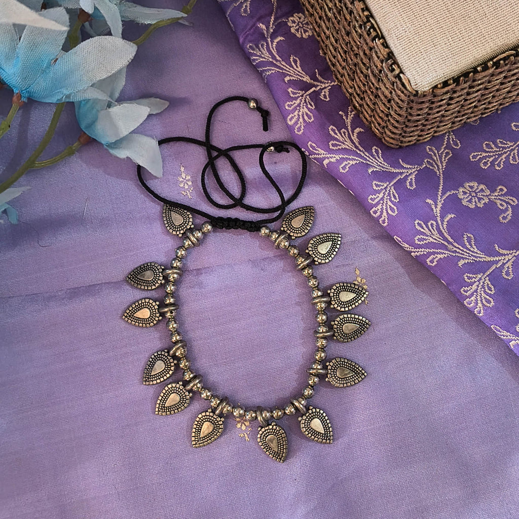 Kashish German Silver Leaf Shape Adjustable Anklet for Girls