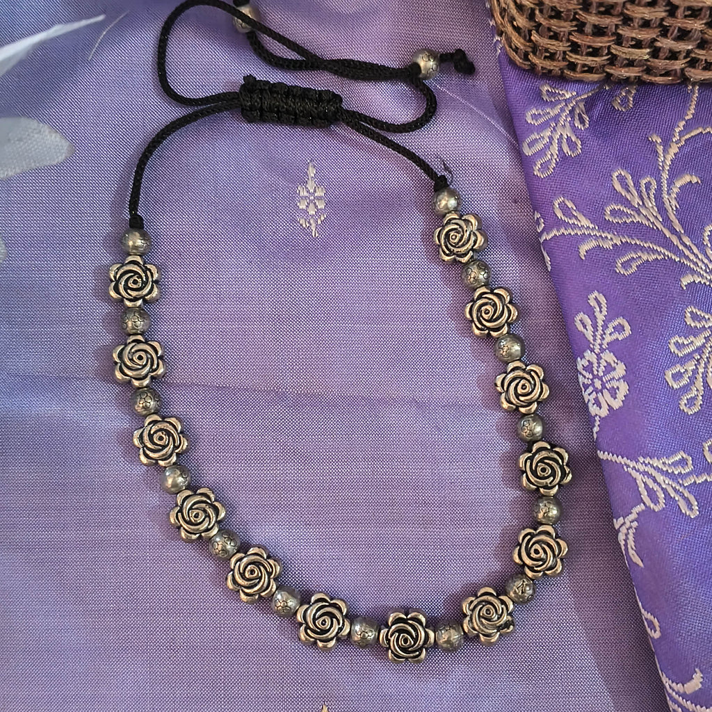 Nagma German Silver Rose Anklet for Girls