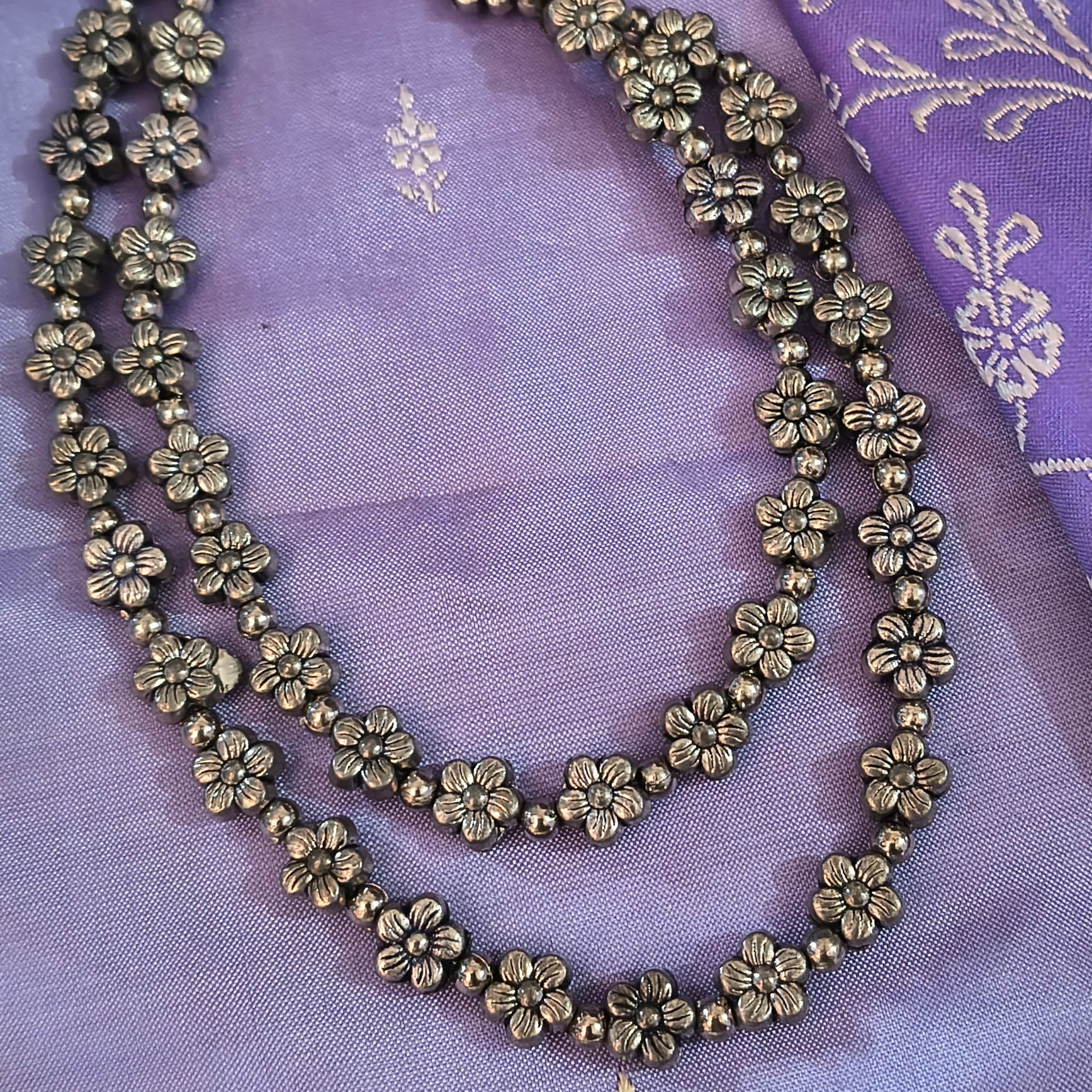 Samreen German Silver Floral Anklets for Girls