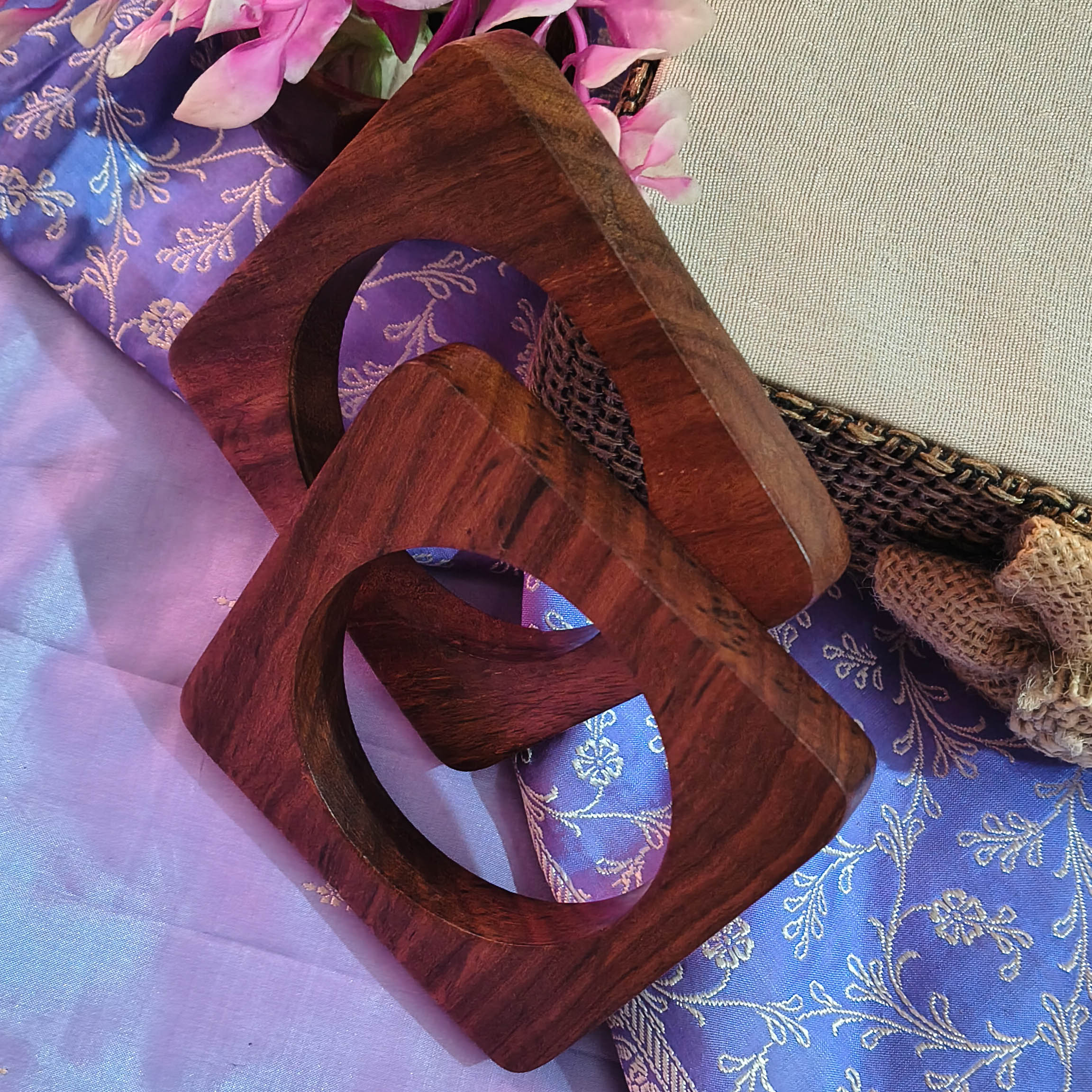 Shai Handcrafted Sheesham Wood Bangles for Women | Handcrafted Wooden Bangle Set of 2 | Eco-Friendly Ethnic Jewelry