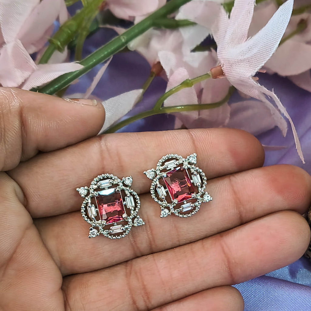 Sultana Red AD CZ Pendant Set with Earrings for Women