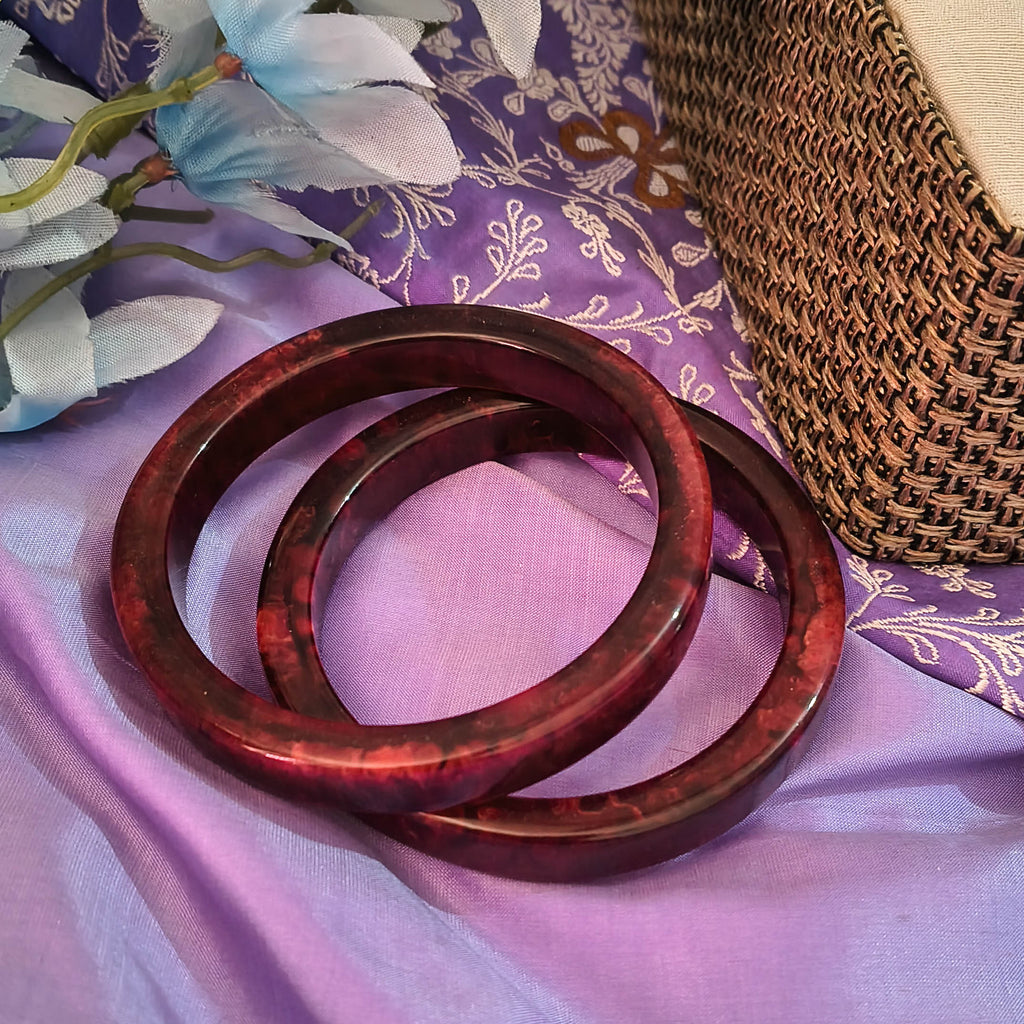 Miraya Resin Bangle Set – Handcrafted Marbled Bangles in Maroon Color | Set of Two