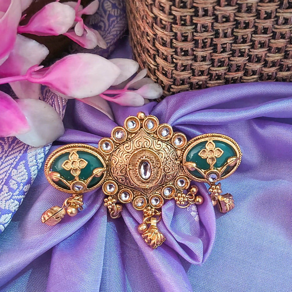 Nira Adjustable Statement Kundan Ring with Enamel Design