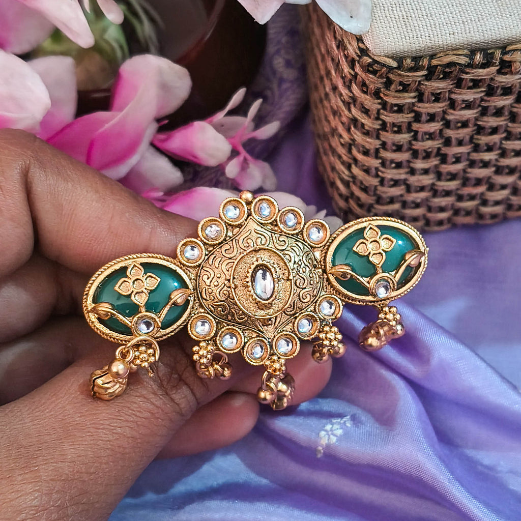 Nira Adjustable Statement Kundan Ring with Enamel Design