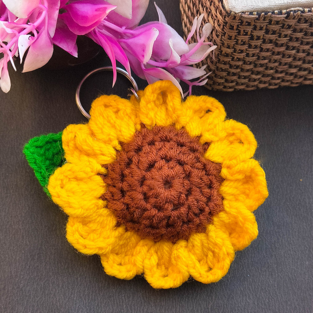 Handmade Sunflower Crochet Keychain & Bag Charm