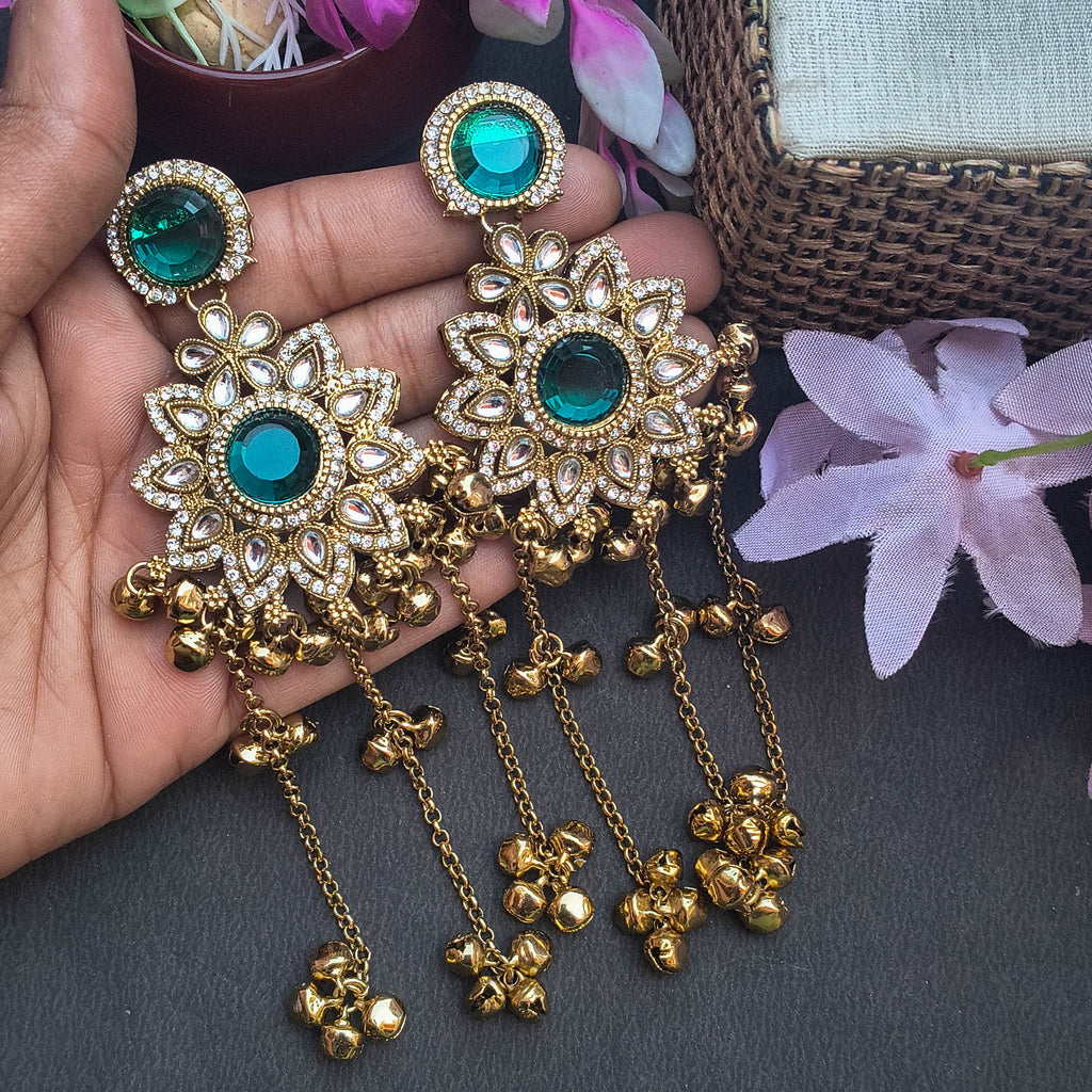Chhavi Traditional Kashmiri Earrings | Ghungroo arrings with Kundan Details for Women | Festive Earrings