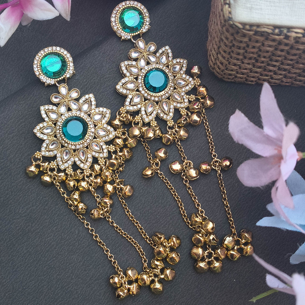 Chhavi Traditional Kashmiri Earrings | Ghungroo arrings with Kundan Details for Women | Festive Earrings
