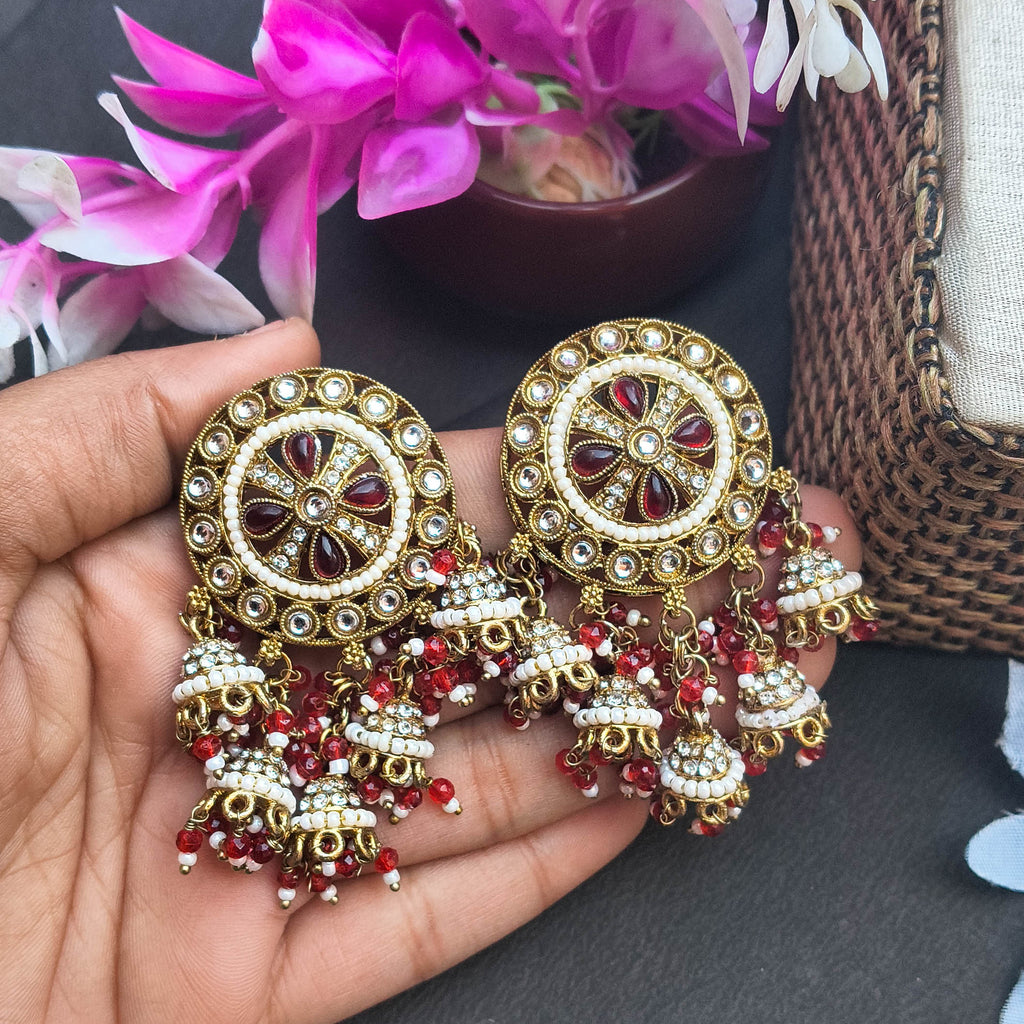 Lalima Handcrafted Chandbali Jhumka Earrings with Jhumkis | Ethnic Statement Jewelry