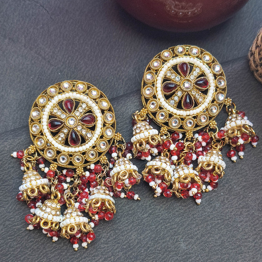 Lalima Handcrafted Chandbali Jhumka Earrings with Jhumkis | Ethnic Statement Jewelry