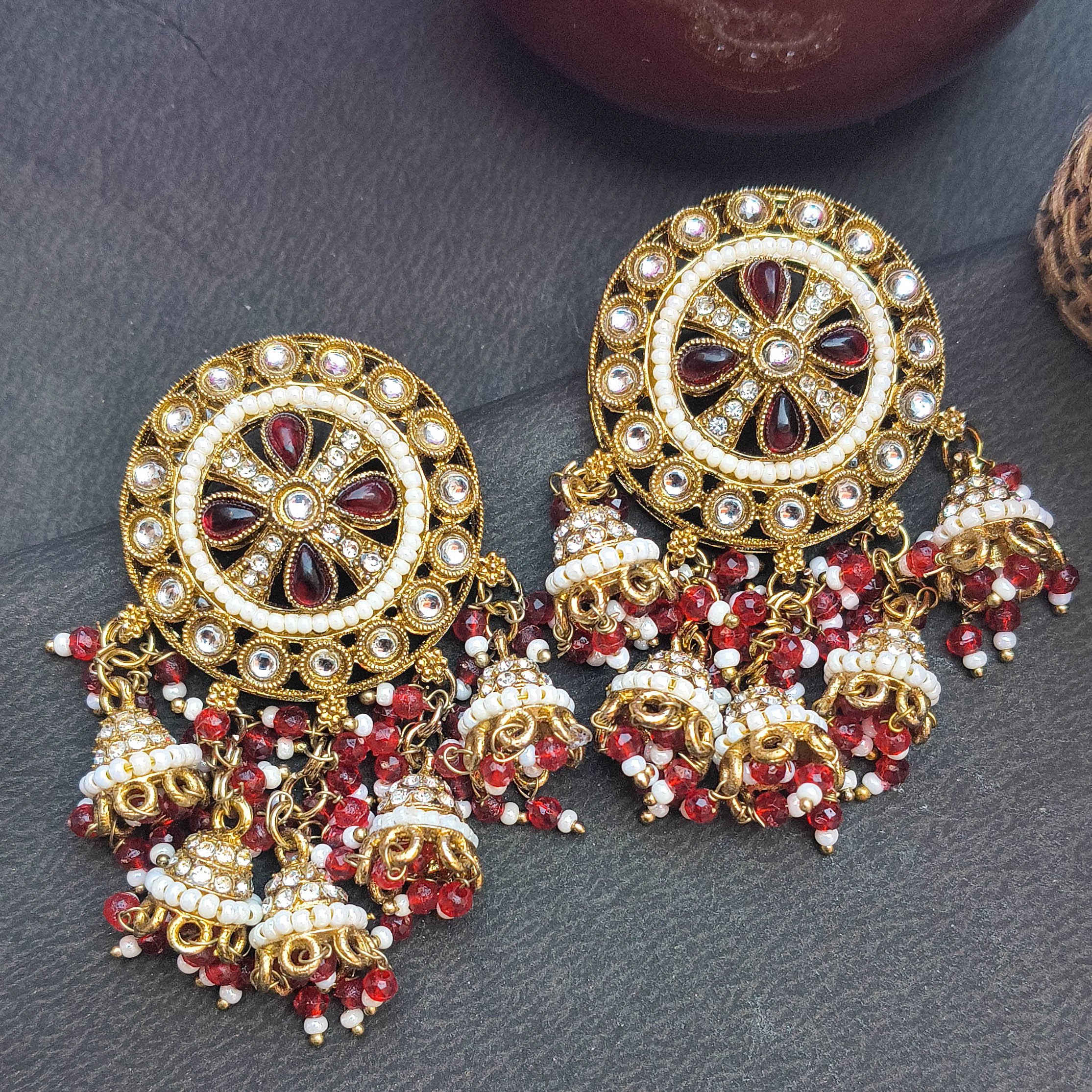 Lalima Handcrafted Chandbali Jhumka Earrings with Jhumkis | Ethnic Statement Jewelry