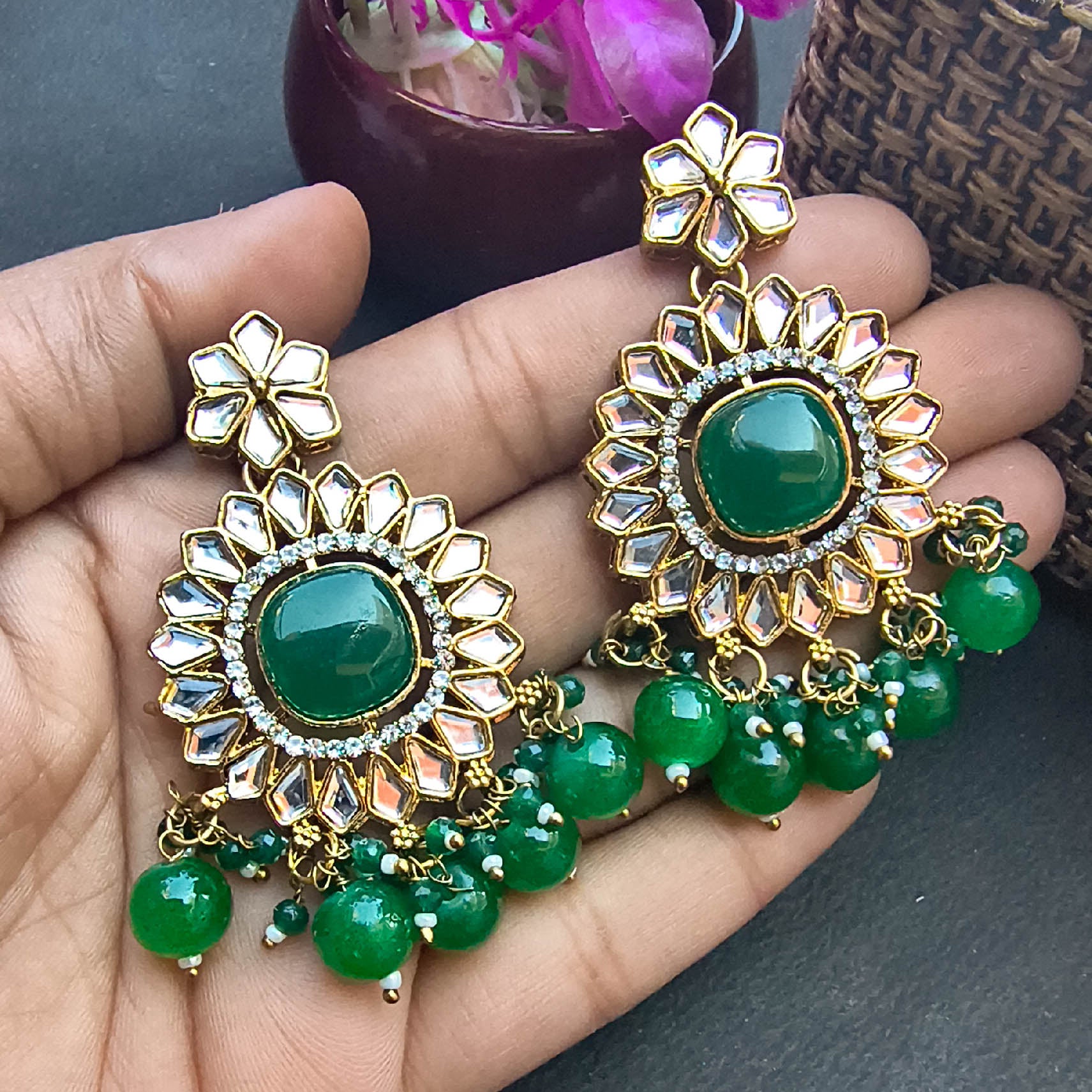 Khushi Kundan Earrings | Statement Kundan Earrings for Weddings & Fetsive Season