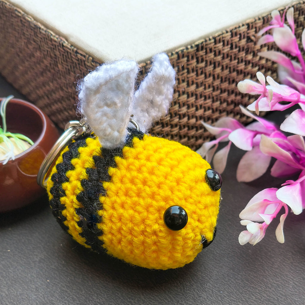 Handmade Honey Bee Crochet Keychains & Bag Charms